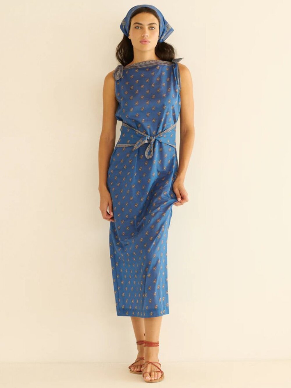Doen NWOT Amorette Dress - Eartha Paisley in Blue XXS